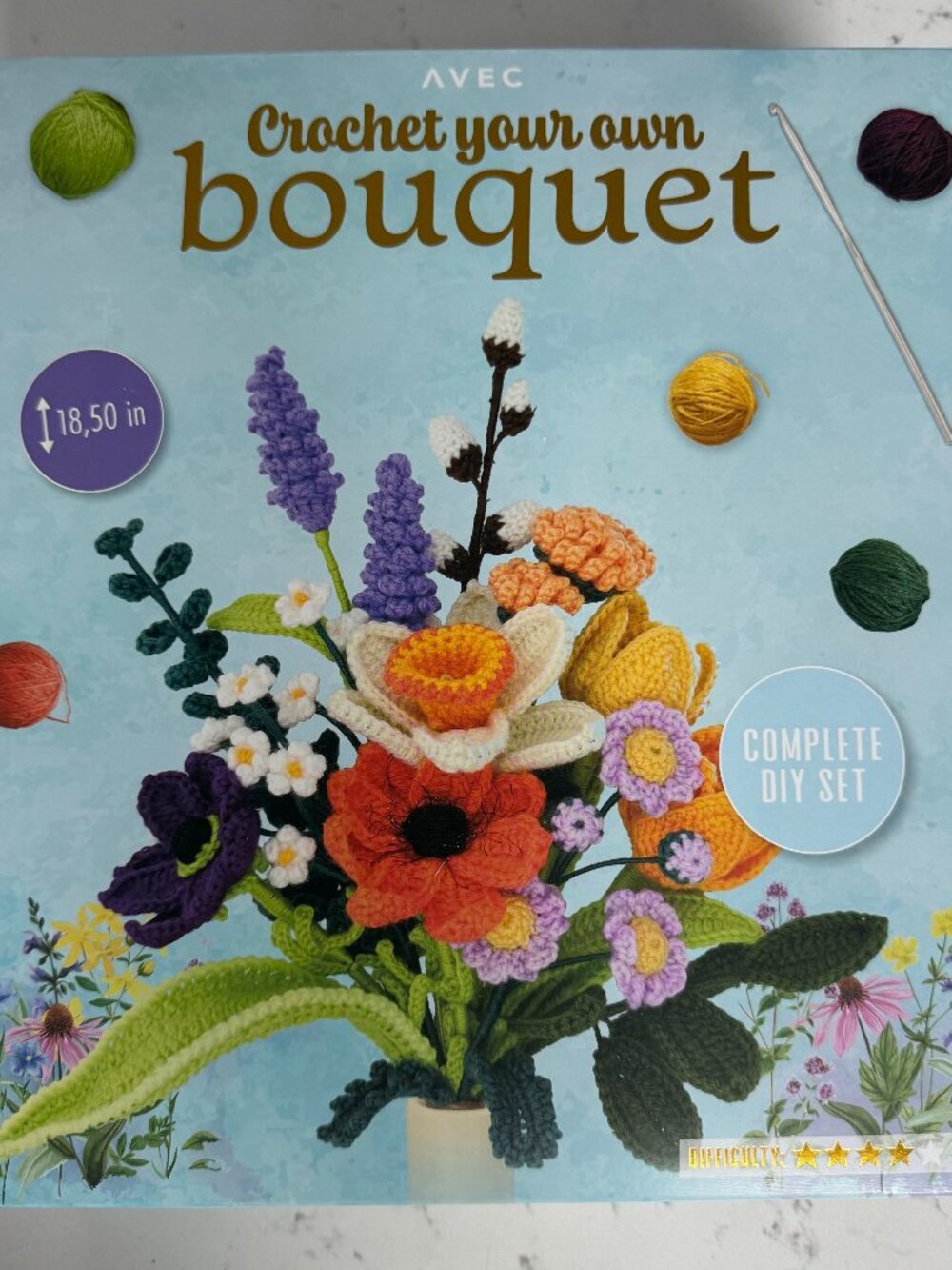 AVEC Crochet Your Own Bouquet Complete DIY Craft Set Crochet Kit (18.50 in)